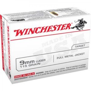 Winchester USA Value Pack 9mm Ammo 115gr. FMJ, 100rd. Box - Brass Casing